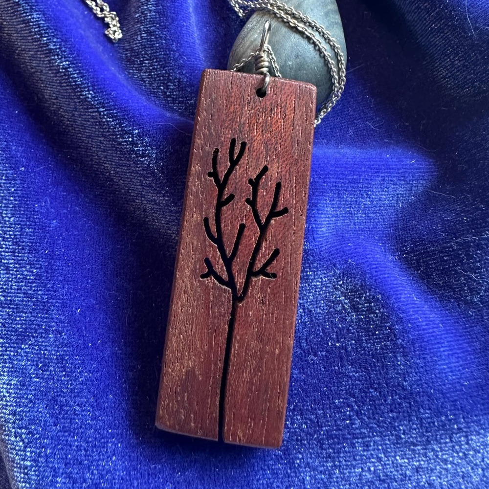 Wooden Tree Pendant Necklace